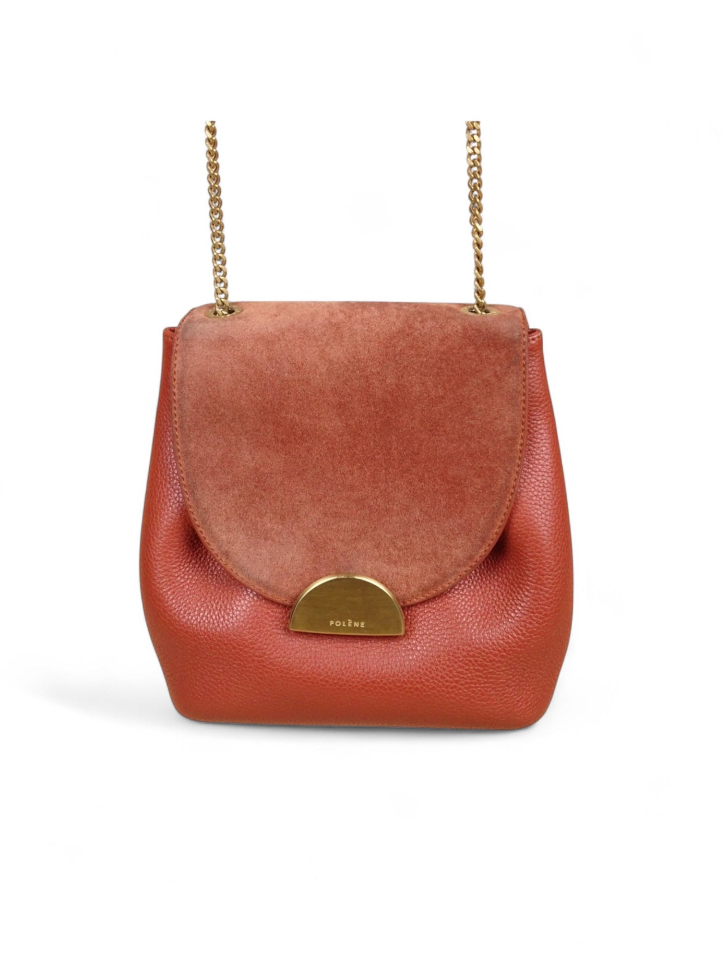 Polène Sac "Numéro Un Mini" Bandoulière Terracotta Cuir Daim