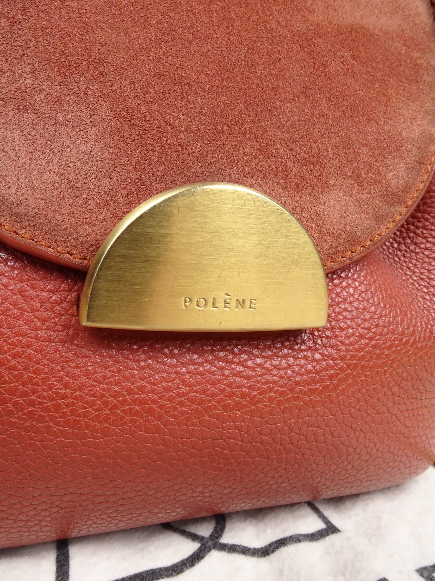 Polène Sac "Numéro Un Mini" Bandoulière Terracotta Cuir Daim