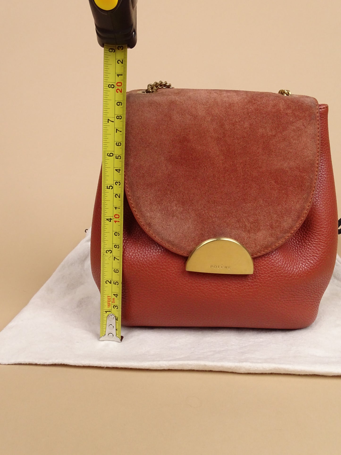Polène Sac "Numéro Un Mini" Bandoulière Terracotta Cuir Daim