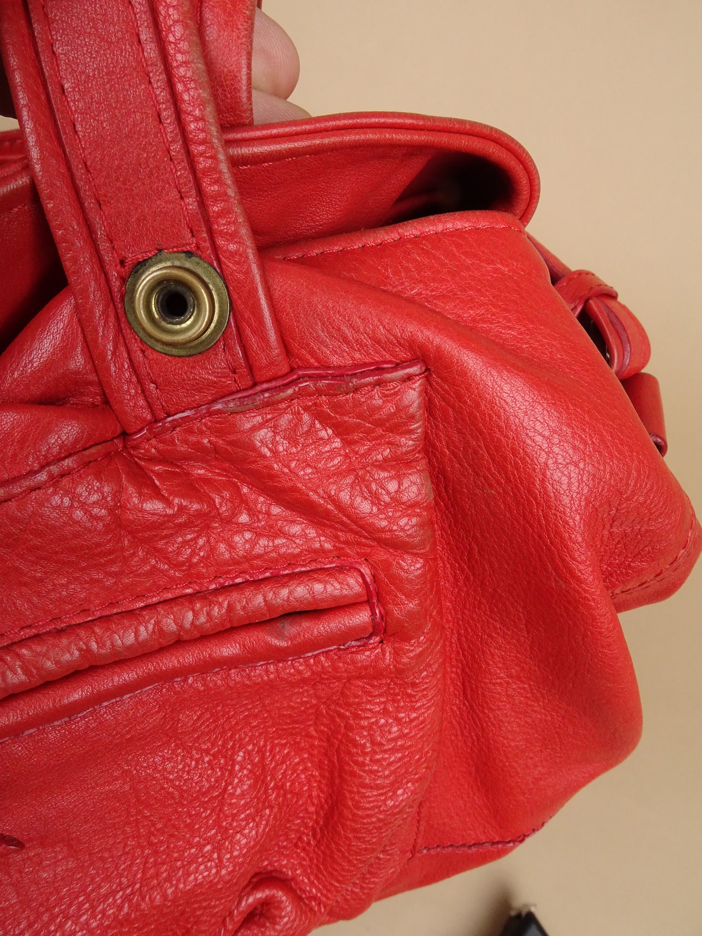 Sac Jérôme Dreyfuss Billy Rouge Corail Cuir