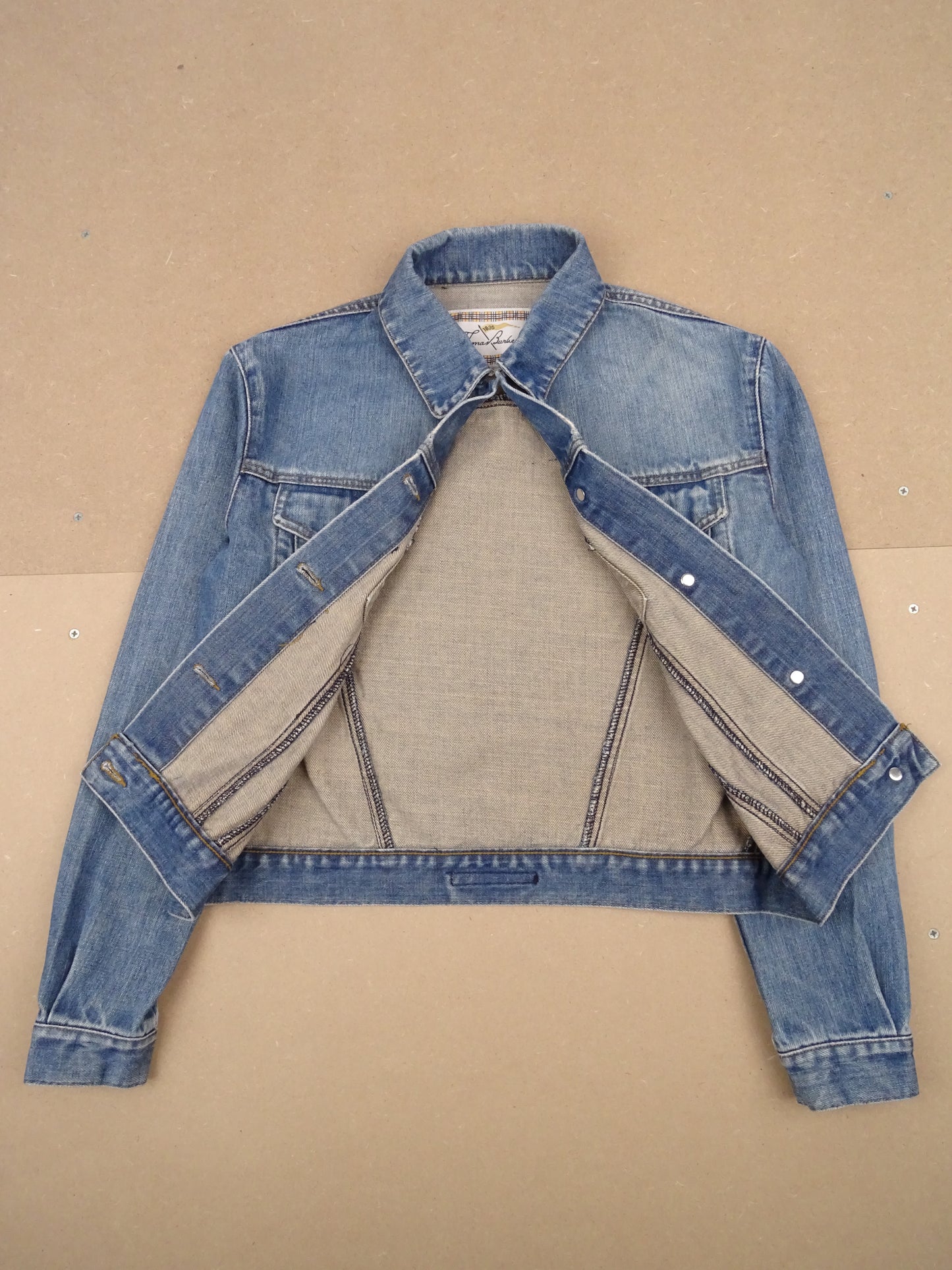 Veste Burberry En Jean Cropped S Femme Bleu