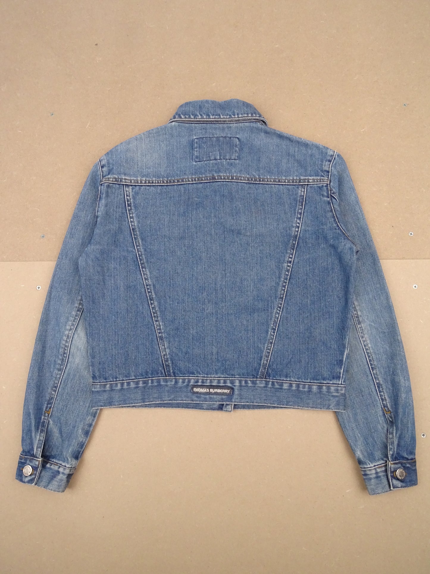 Veste Burberry En Jean Cropped S Femme Bleu