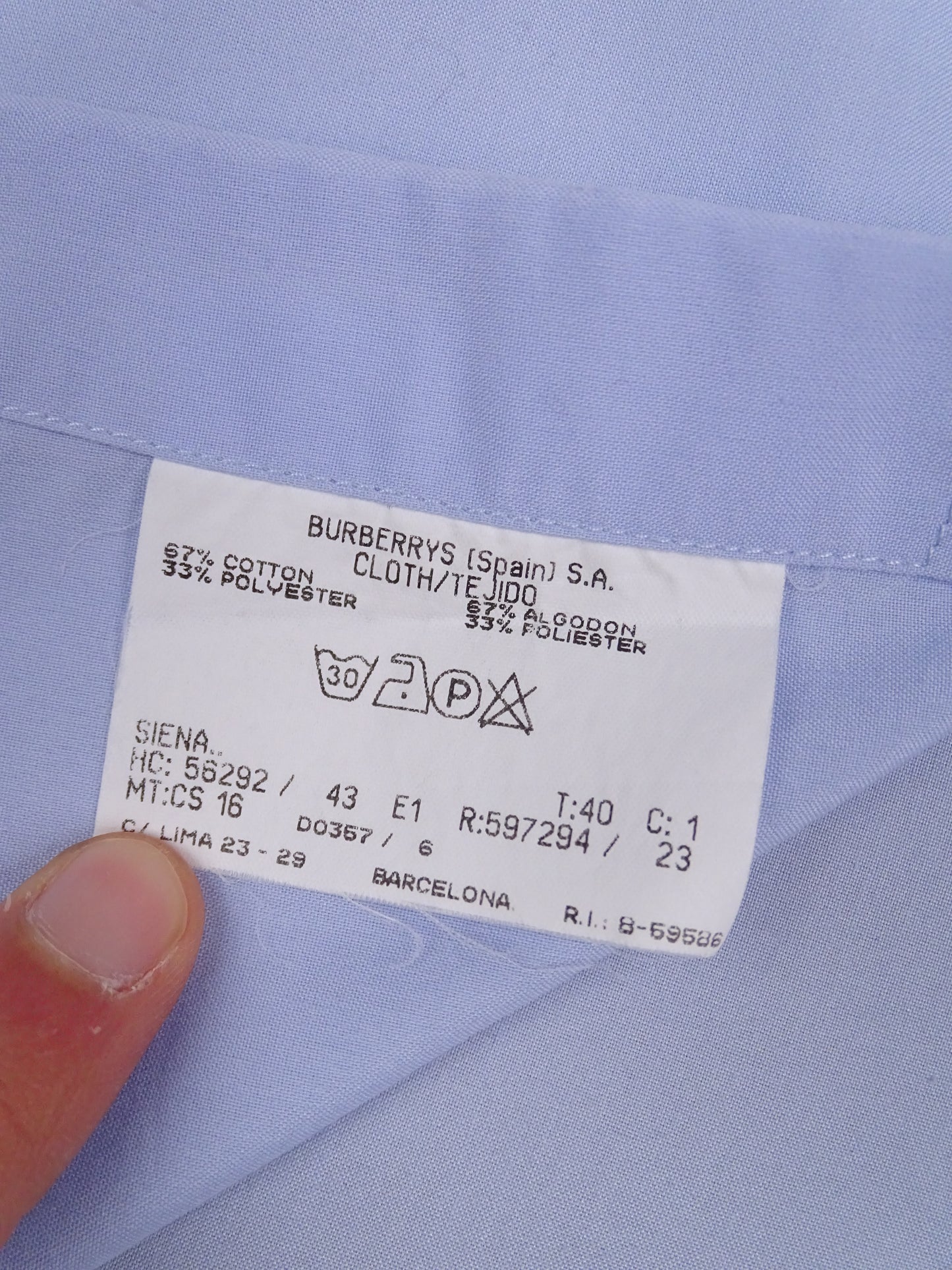 Chemise Burberry Bleue Logo Brodé L Homme