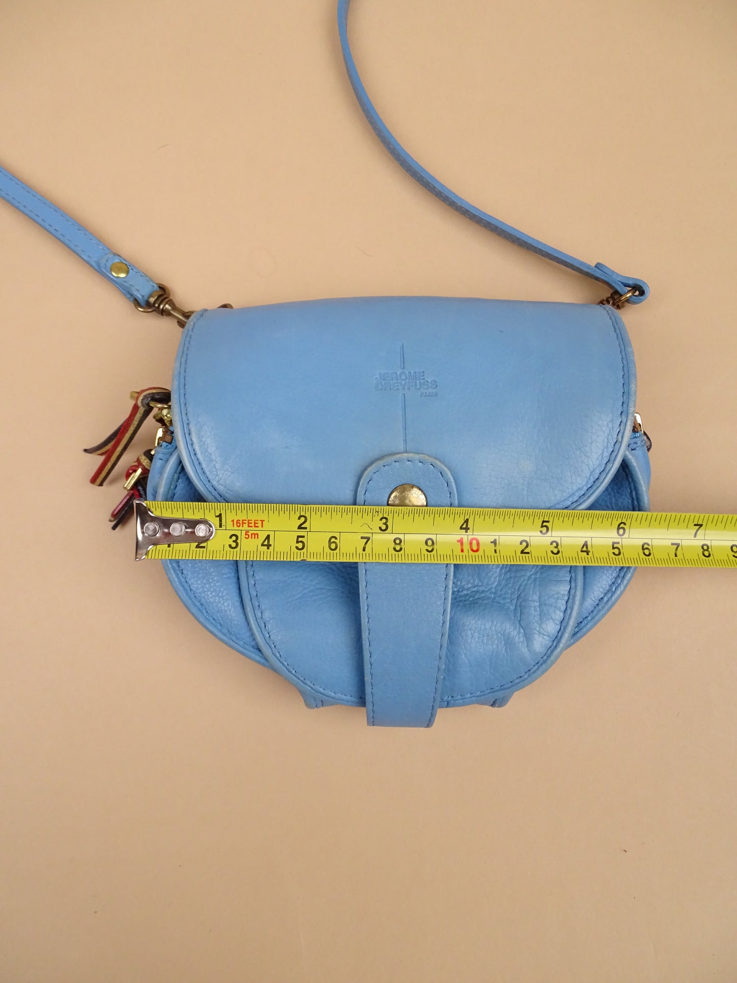 Sac Jérôme Dreyfuss "Momo" Bleu Cuir Bandoulière