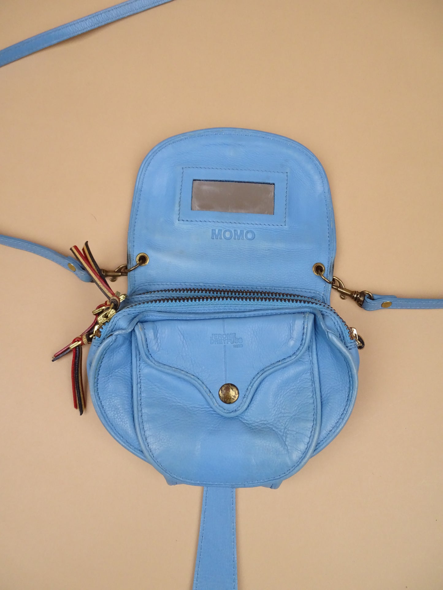 Sac Jérôme Dreyfuss "Momo" Bleu Cuir Bandoulière