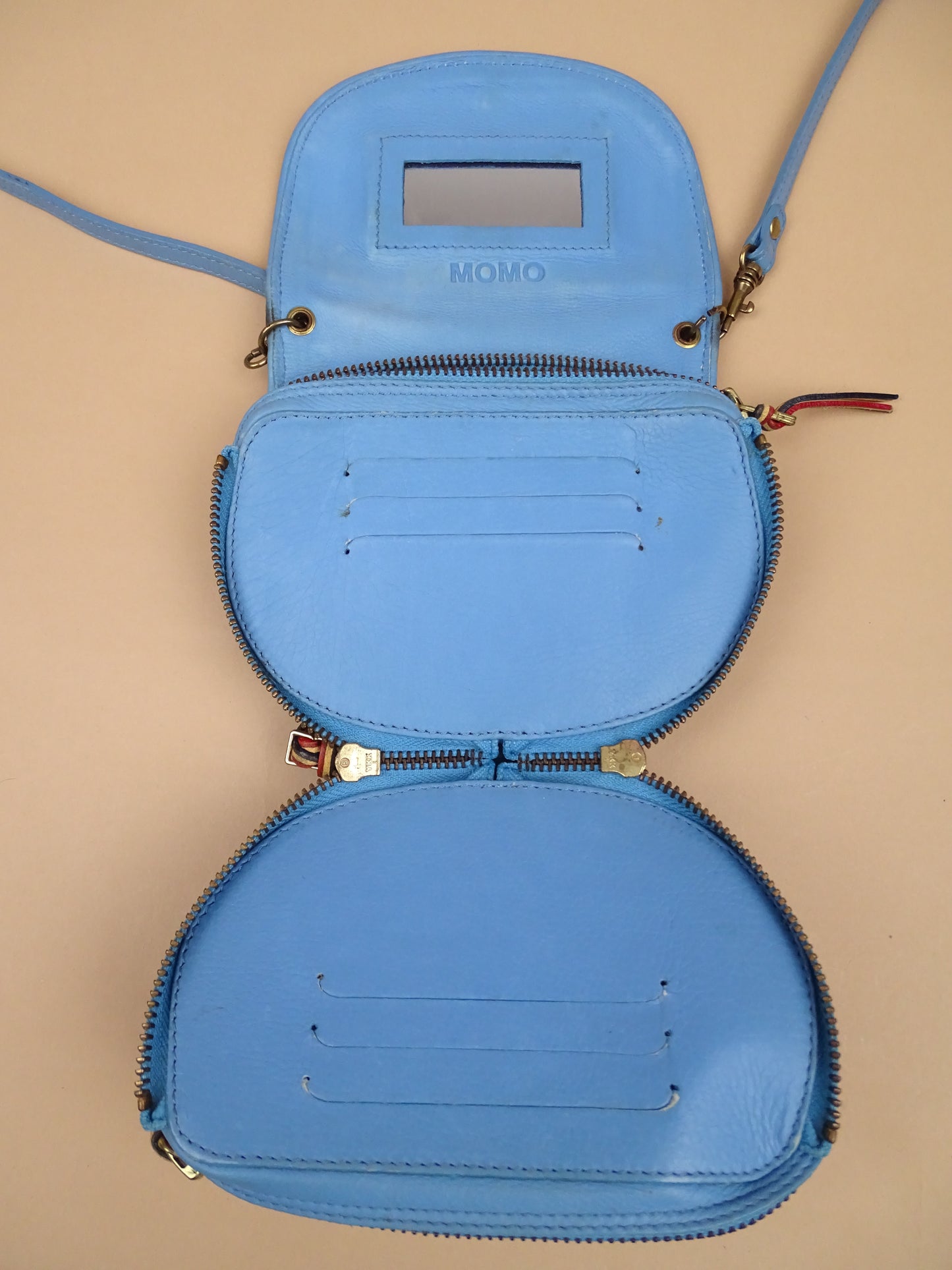 Sac Jérôme Dreyfuss "Momo" Bleu Cuir Bandoulière