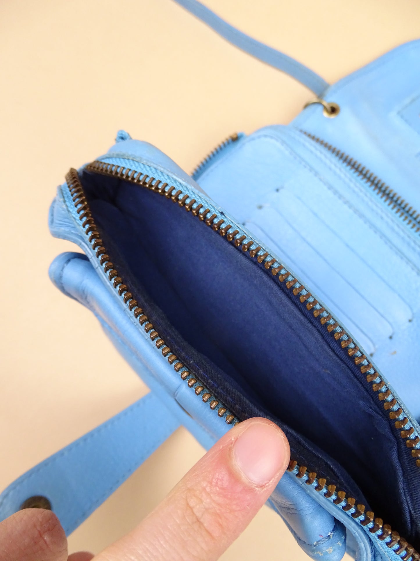 Sac Jérôme Dreyfuss "Momo" Bleu Cuir Bandoulière