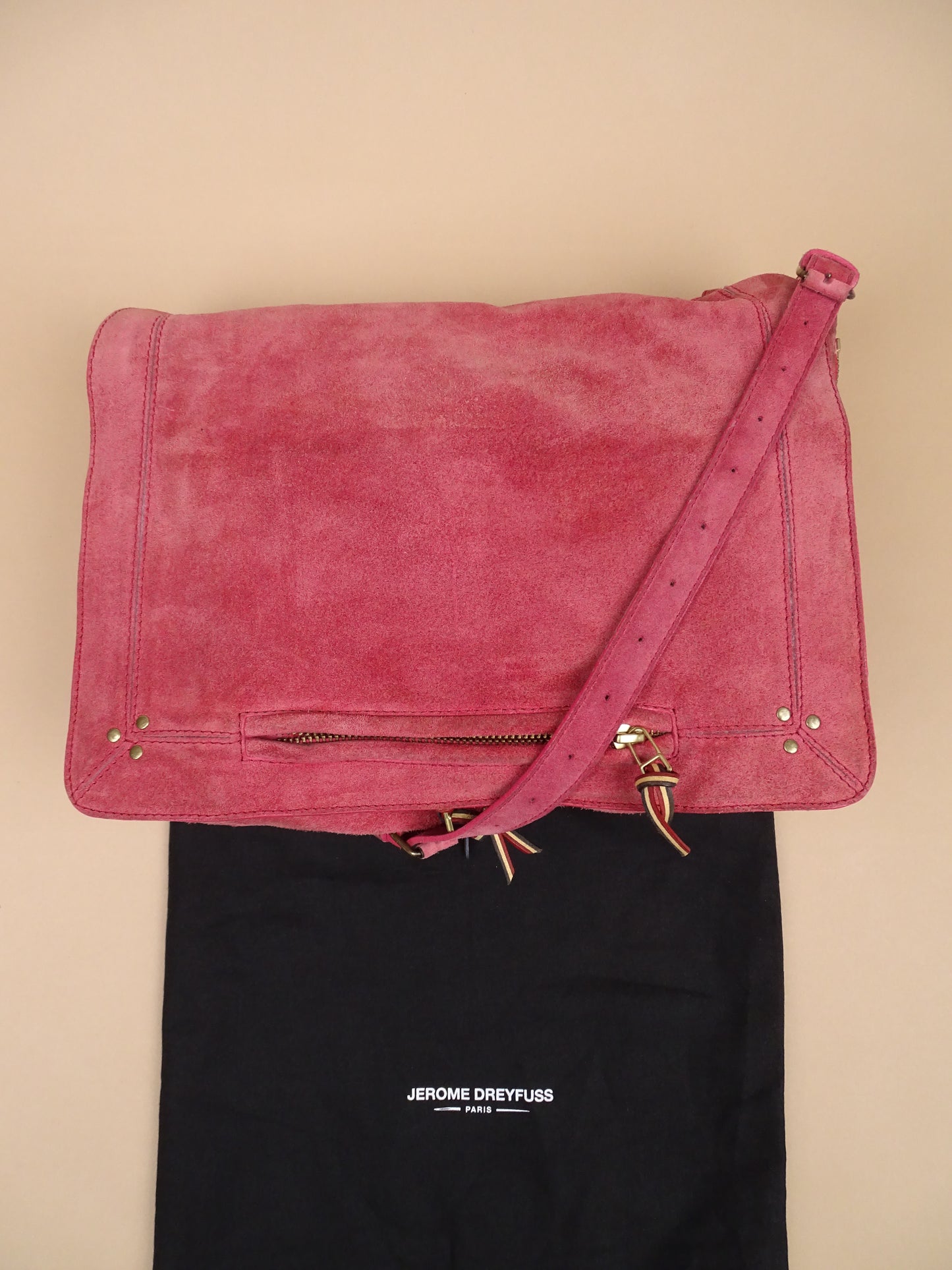Sac Jérôme Dreyfuss "Albert" Rose Daim Femme Bandoulière