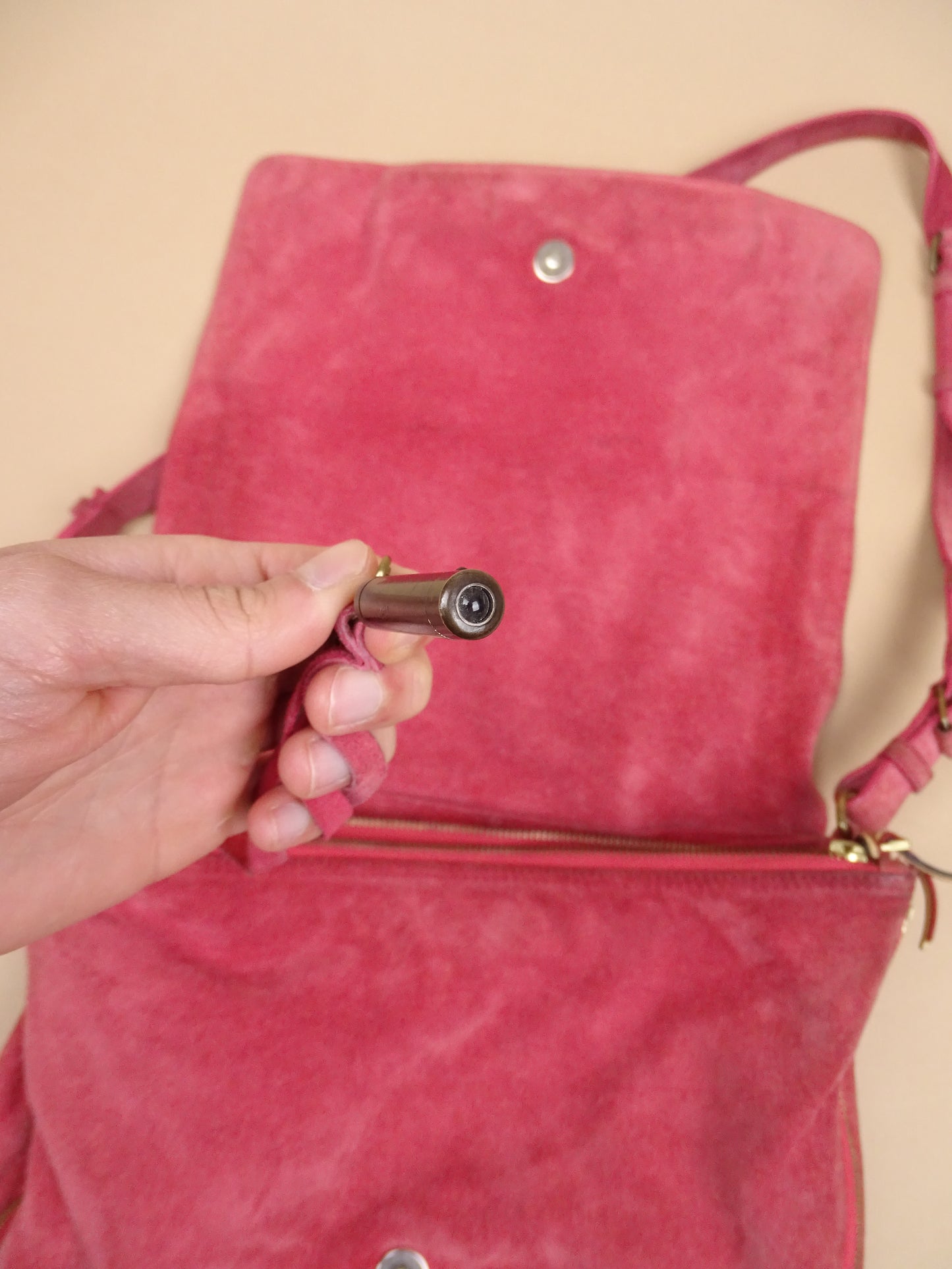 Sac Jérôme Dreyfuss "Albert" Rose Daim Femme Bandoulière