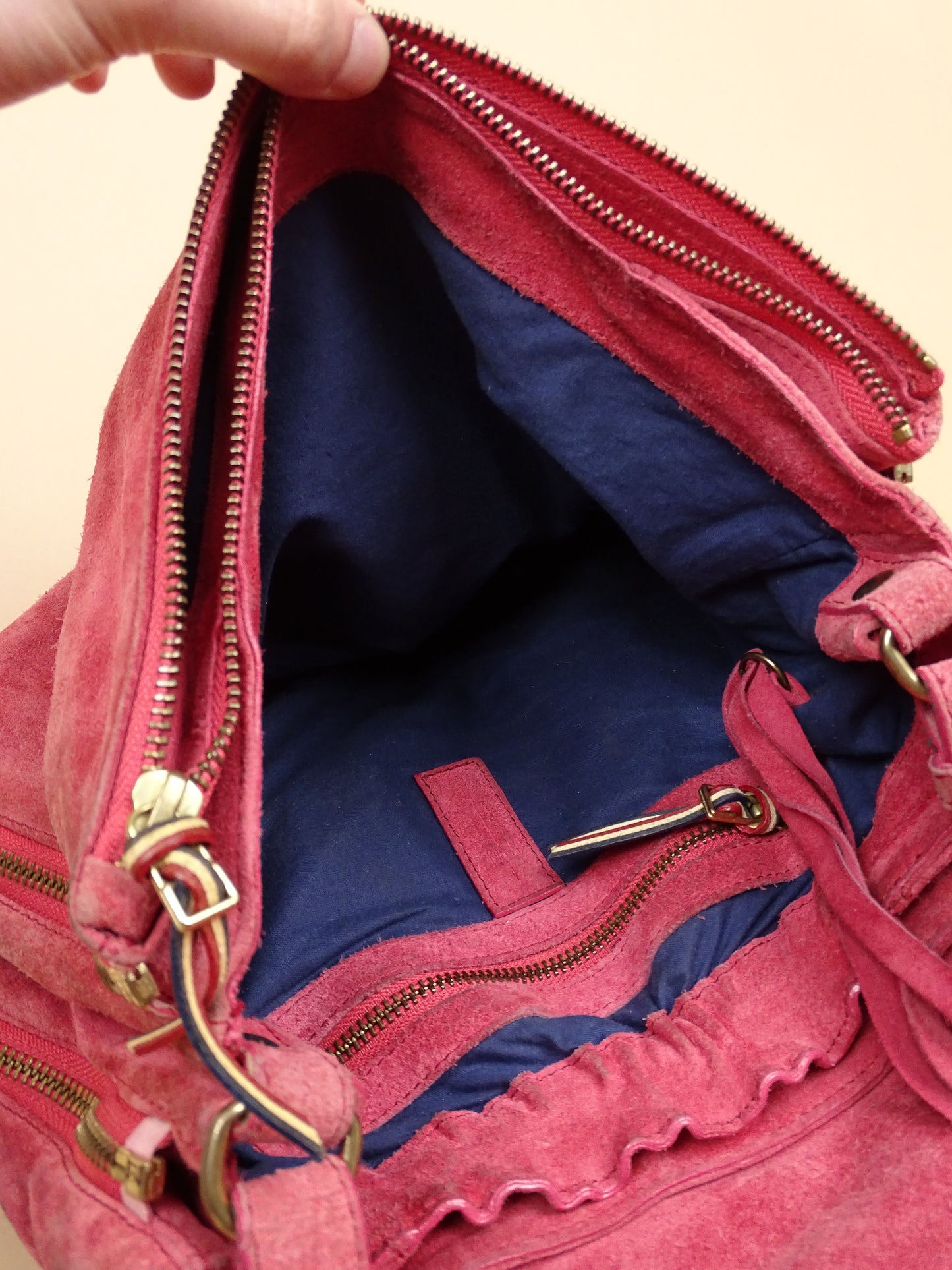 Sac Jérôme Dreyfuss "Albert" Rose Daim Femme Bandoulière