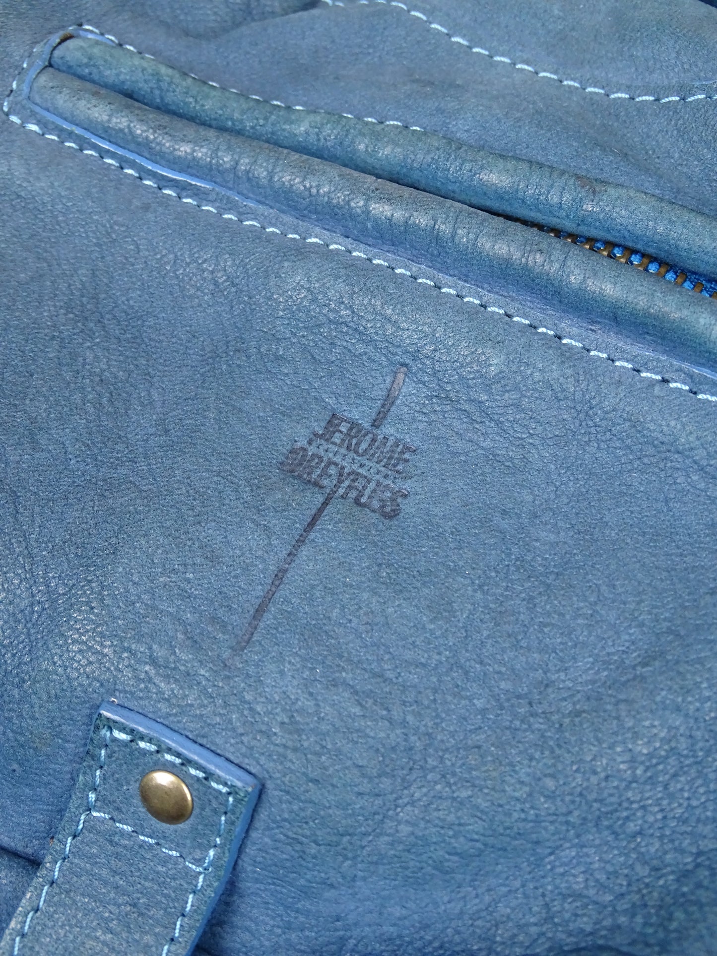 Sac Jérôme Dreyfuss "Billy" M Bleu Cuir Doux