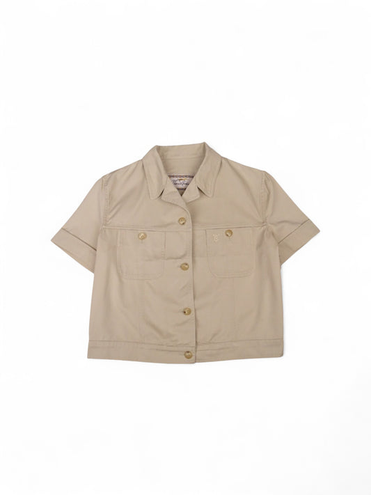 Veste Chemise Courte / Crop Burberry Beige Avec Poches L Femme