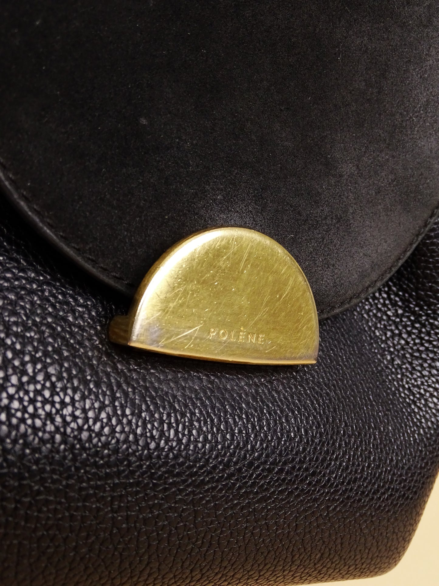 Polène Sac Numéro 1 Mini Noir Cuir Daim Bandoulière