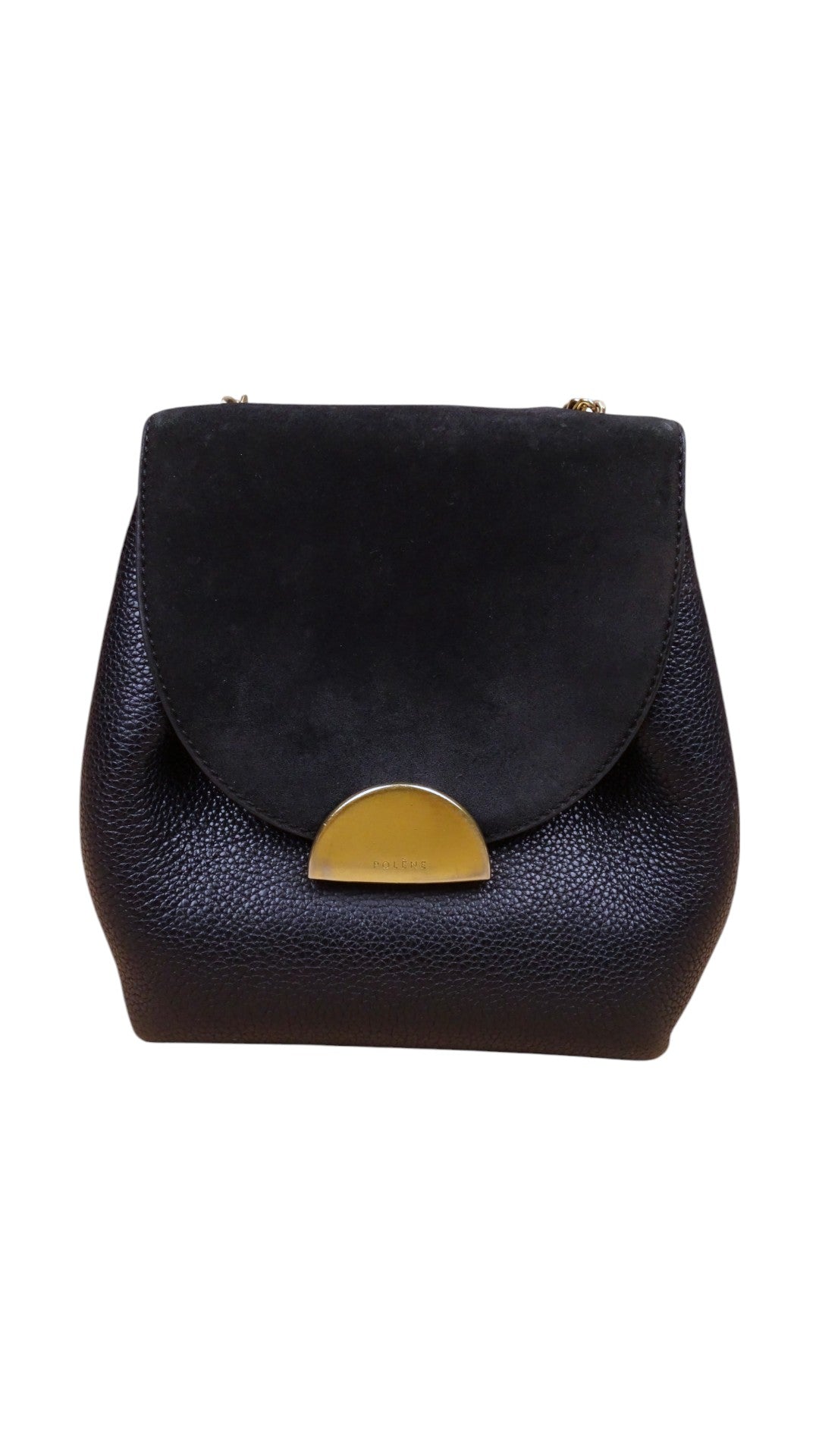 Sac Polène Numéro 1 Mini Noir Cuir Daim Bandoulière
