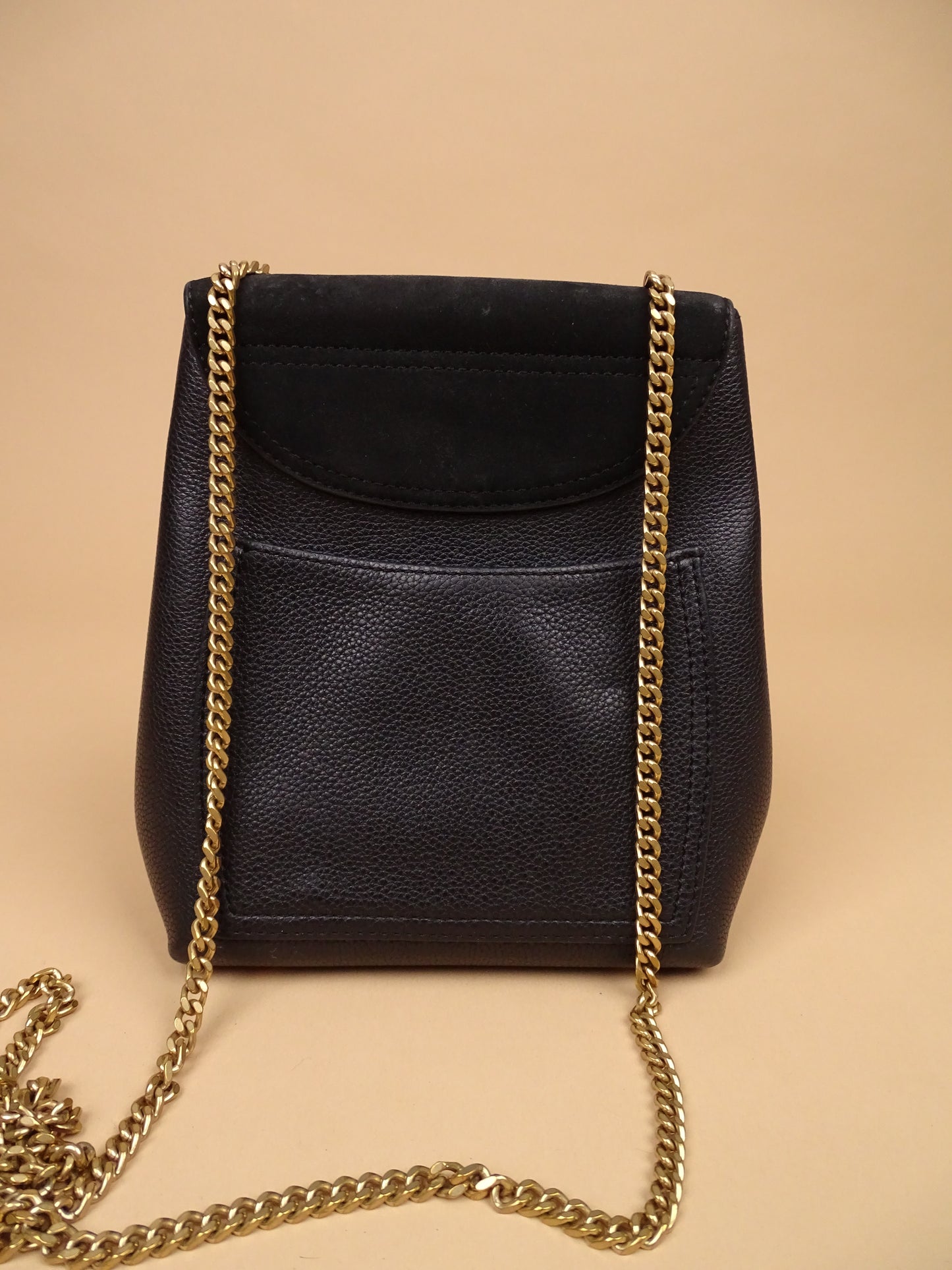 Sac Polène Numéro 1 Mini Noir Cuir Daim Bandoulière