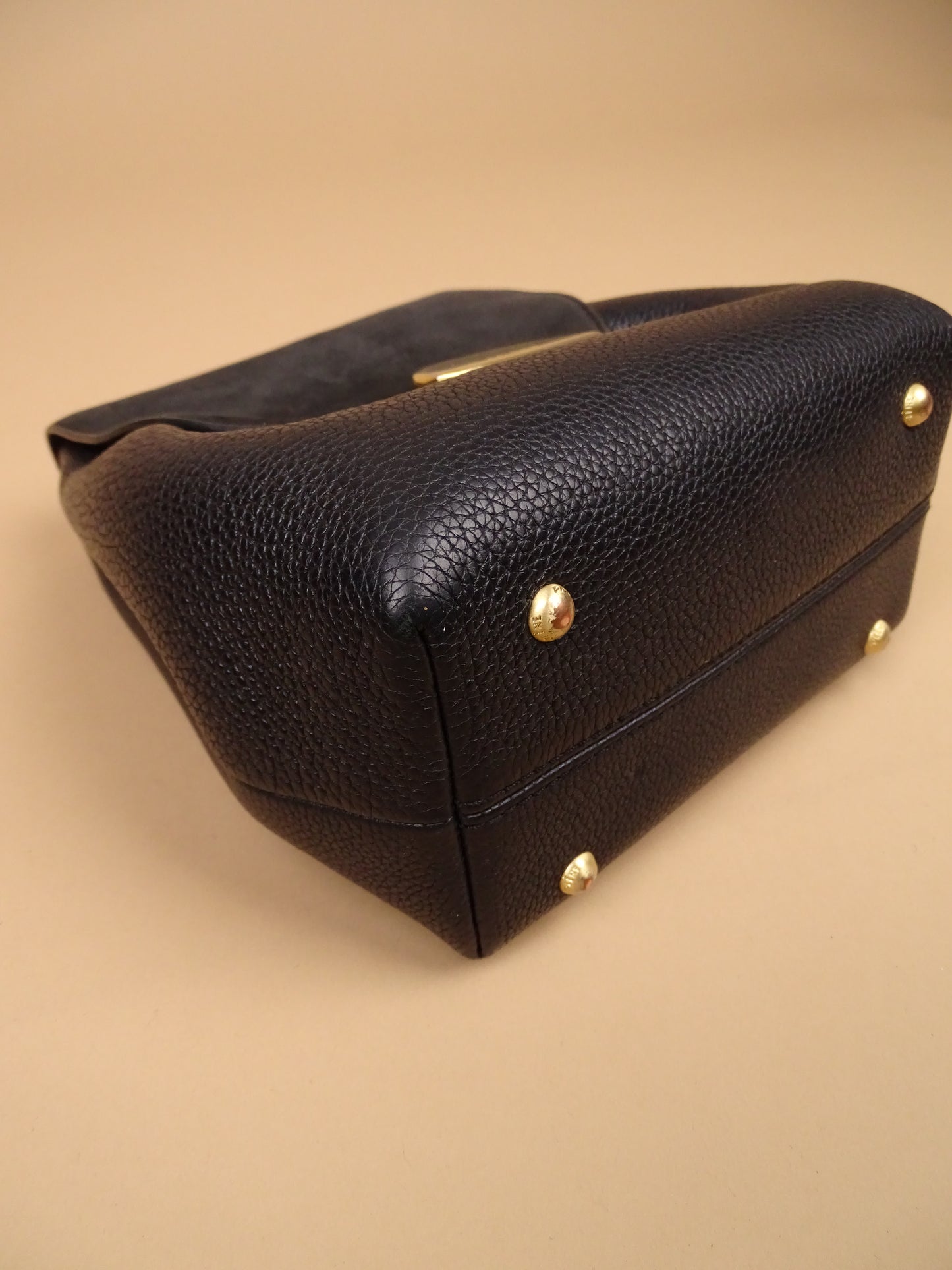 Sac Polène Numéro 1 Mini Noir Cuir Daim Bandoulière