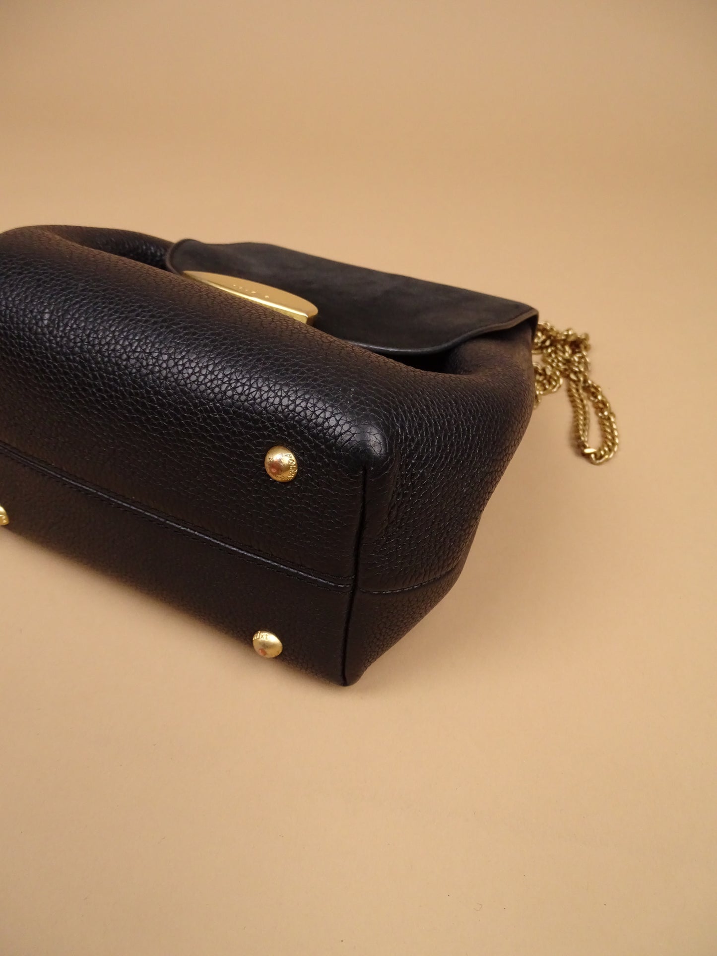 Sac Polène Numéro 1 Mini Noir Cuir Daim Bandoulière