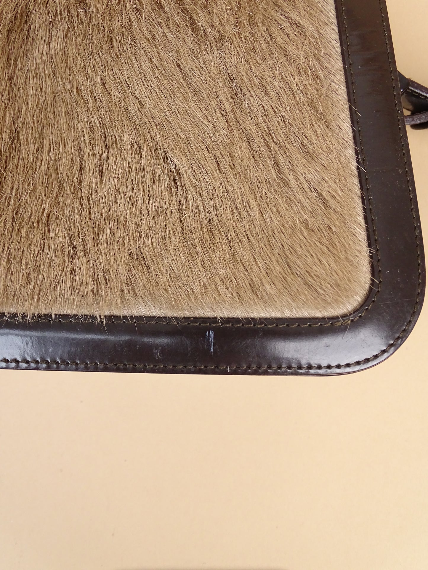 Céline "Hobo" Vintage / Rare Sac À Main Marron Cuir Veau Vernis & Pony Hair