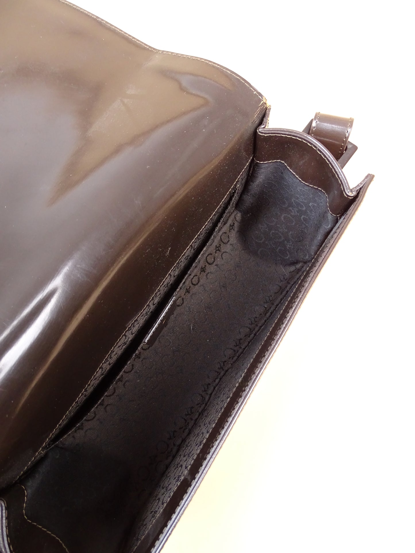 Céline "Hobo" Vintage / Rare Sac À Main Marron Cuir Veau Vernis & Pony Hair