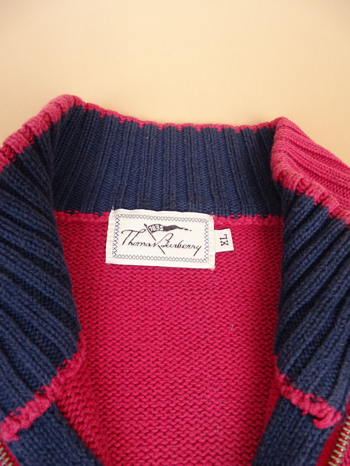 Pull Burberry Zippé Rouge En Taille XL Homme Coton