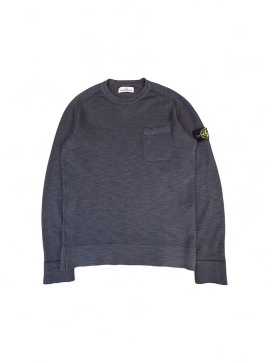 Stone Island Pull Laine Gris Poche M Homme