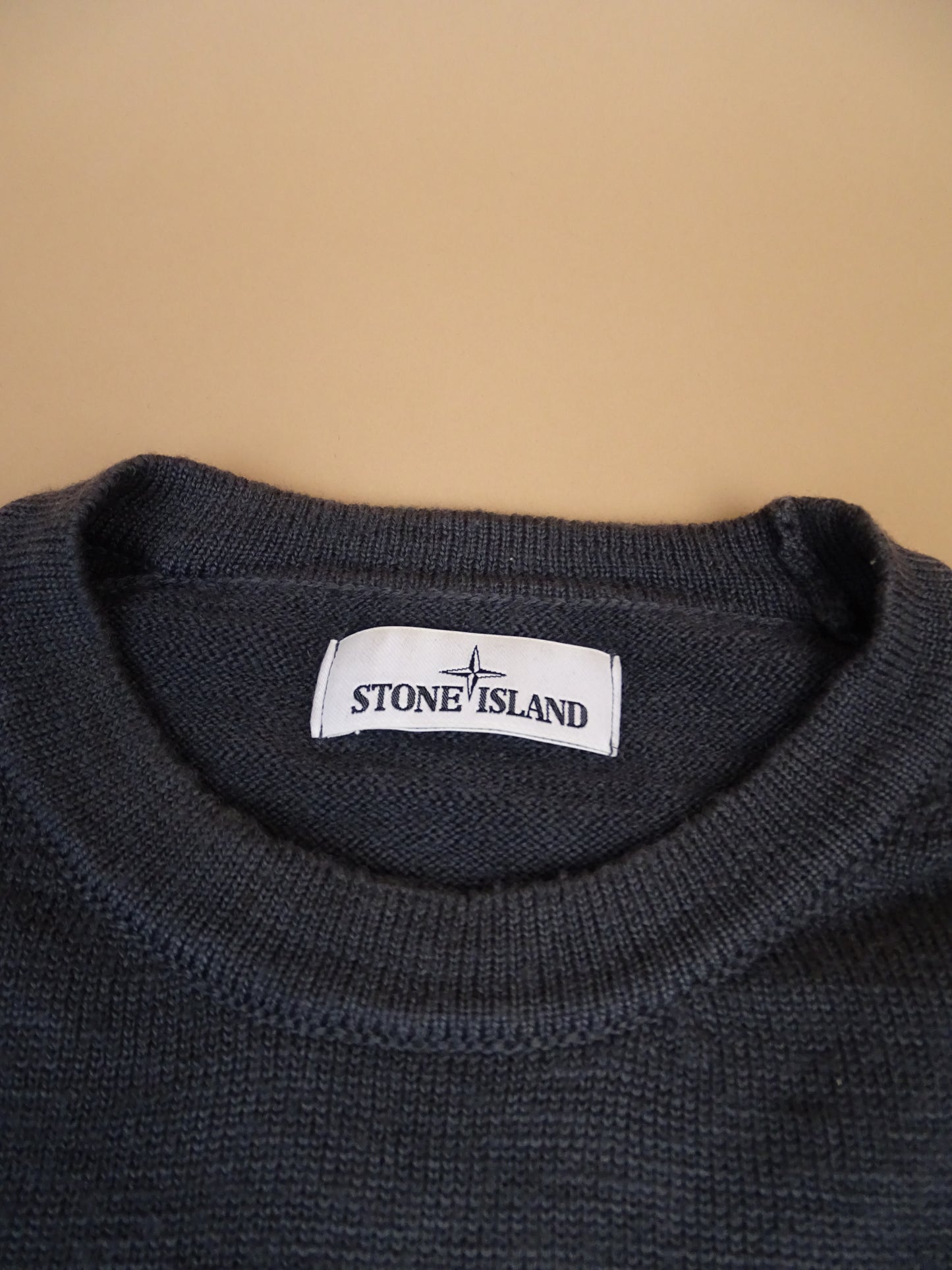 Stone Island Pull Laine Gris Poche M Homme