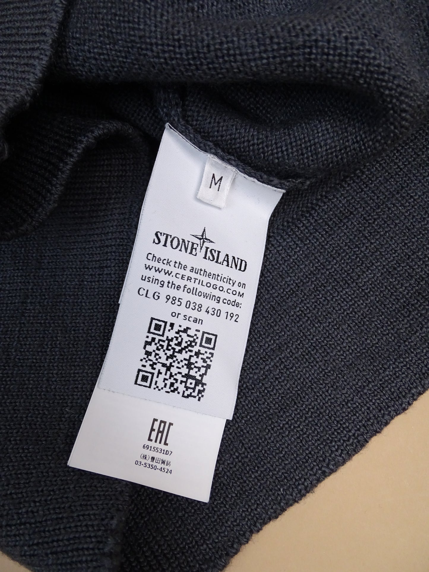 Stone Island Pull Laine Gris Poche M Homme