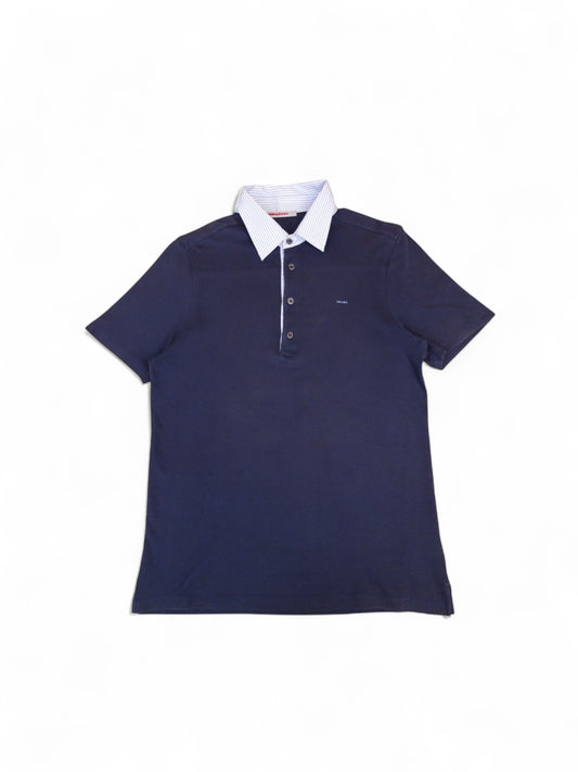 Prada Polo Coton Bleu Marine Col Chemise M Homme