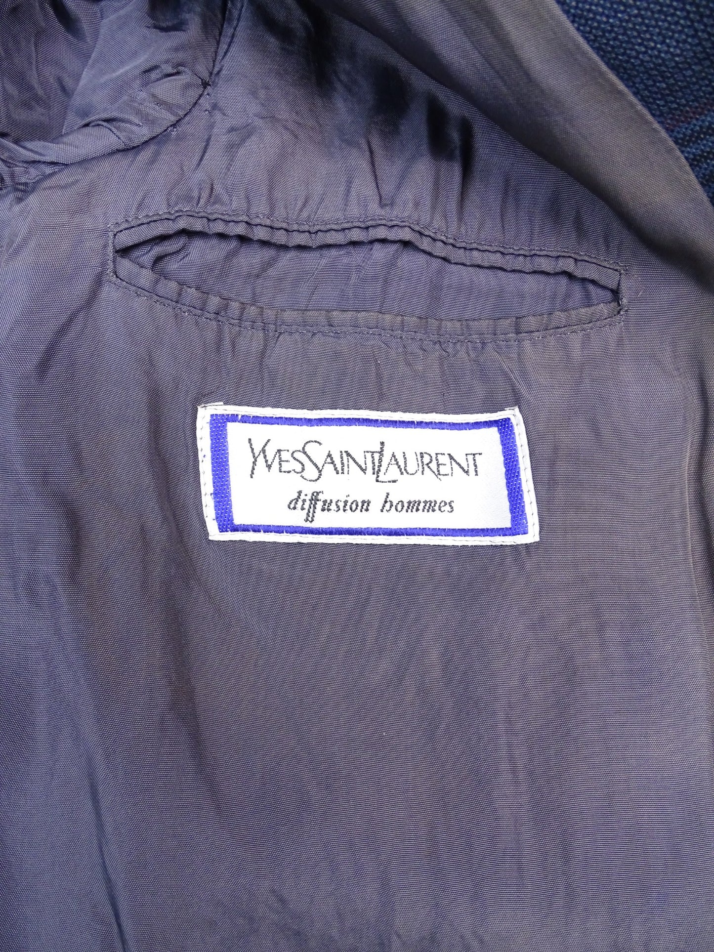 Yves Saint Laurent Veste Blazer Laine Bleu Marine Carreaux L Homme