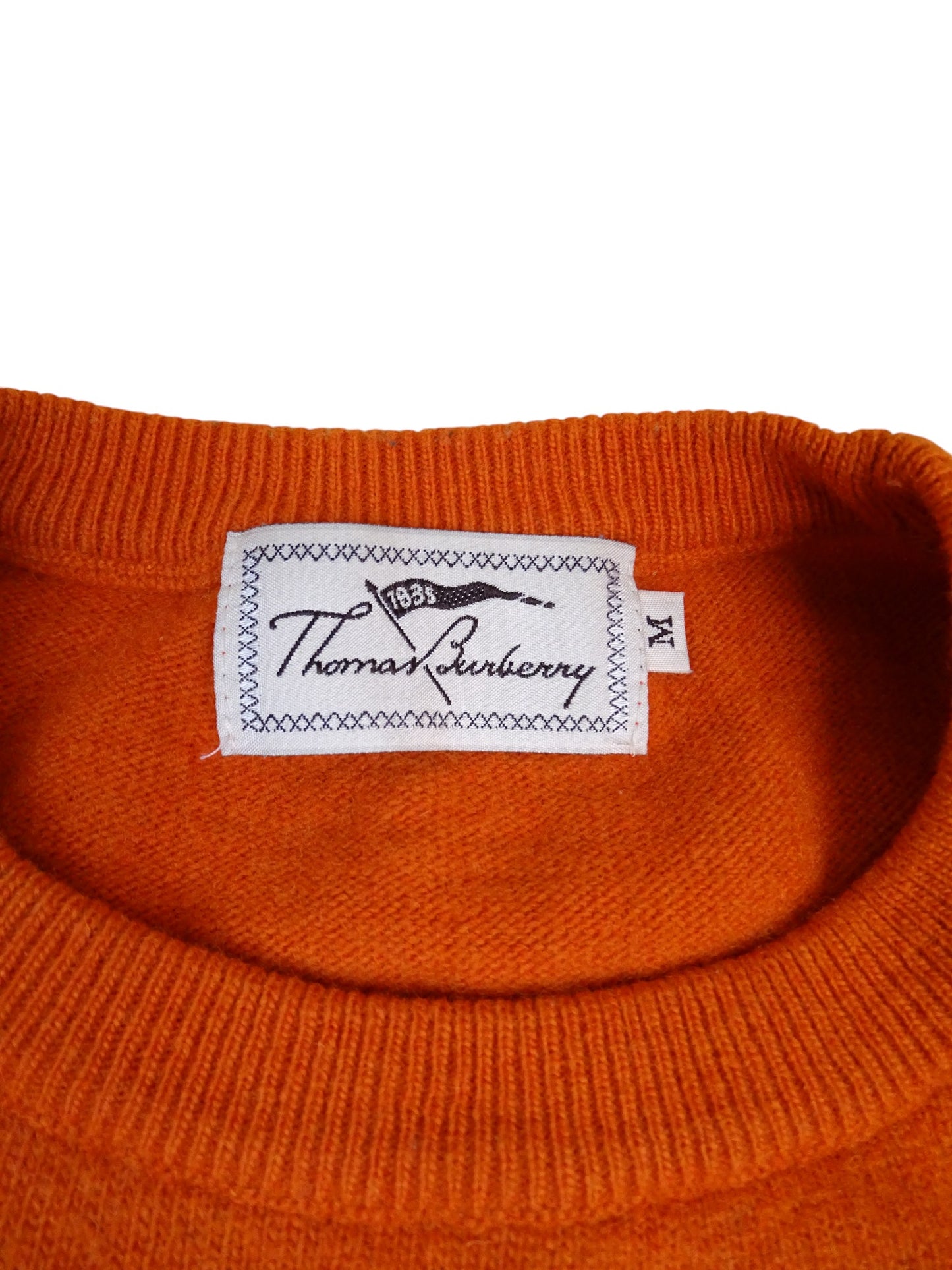 Pull Laine Orange Burberry M Homme 100% Laine