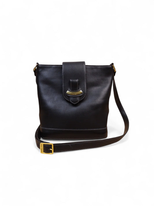 Courrèges Sac À Bandoulière Noir Cuir Vintage 1985 Femme