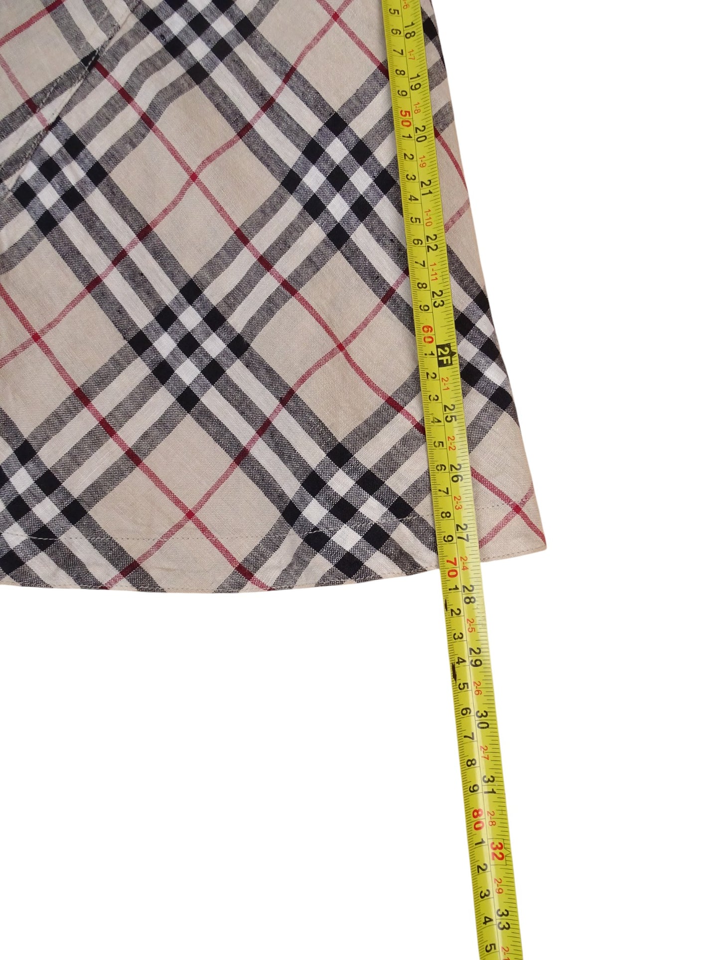 Burberry Jupe En Lin Longue Fendue Novacheck Beige Coton XS Femme