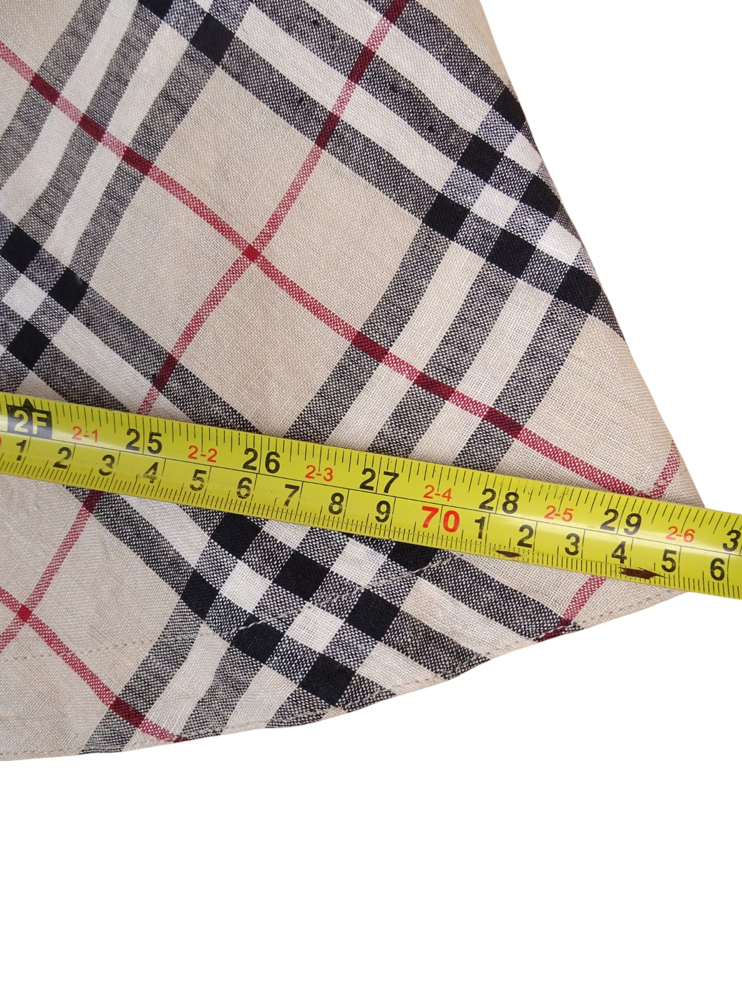 Burberry Jupe En Lin Longue Fendue Novacheck Beige Coton XS Femme