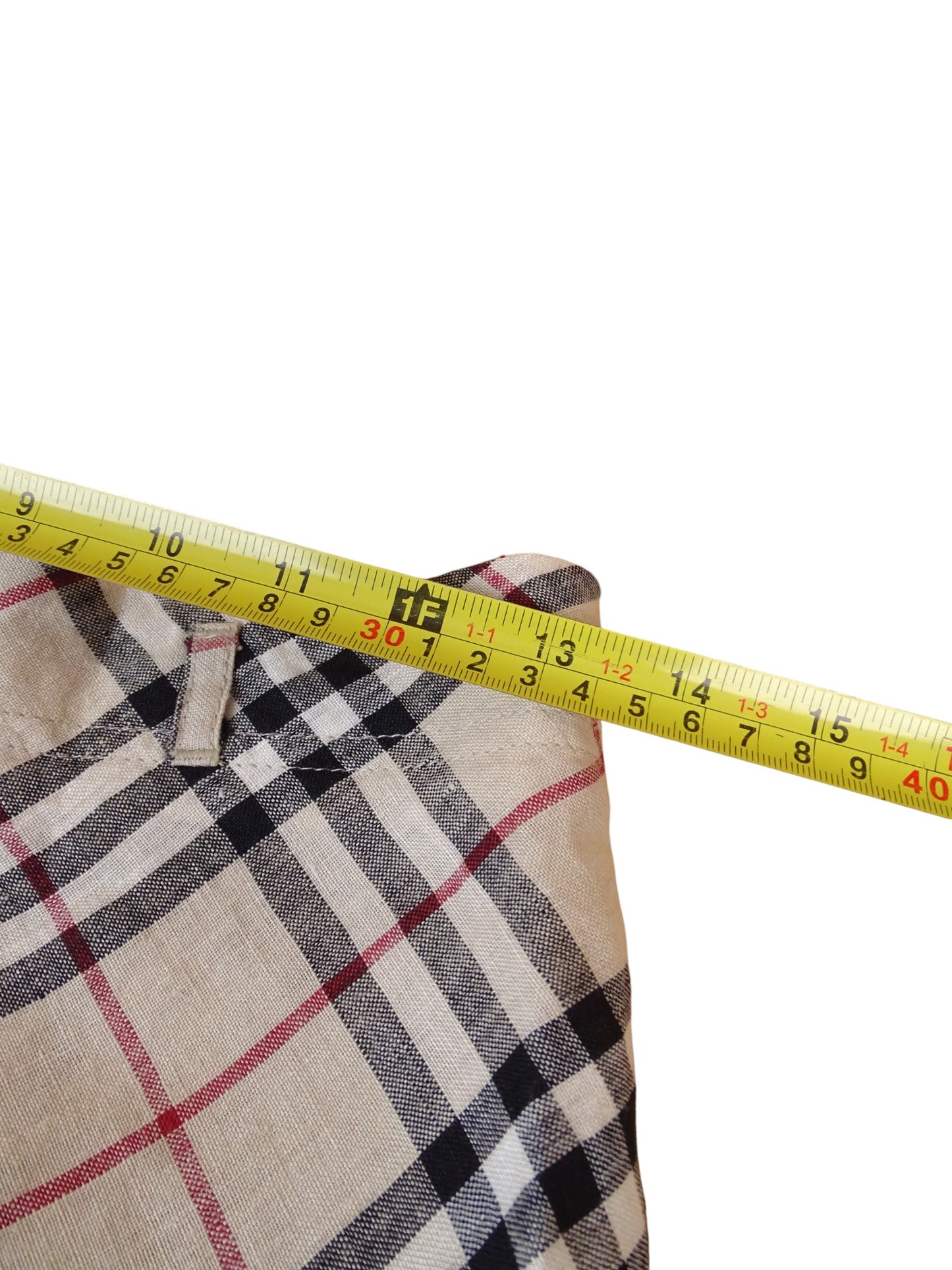 Burberry Jupe En Lin Longue Fendue Novacheck Beige Coton XS Femme