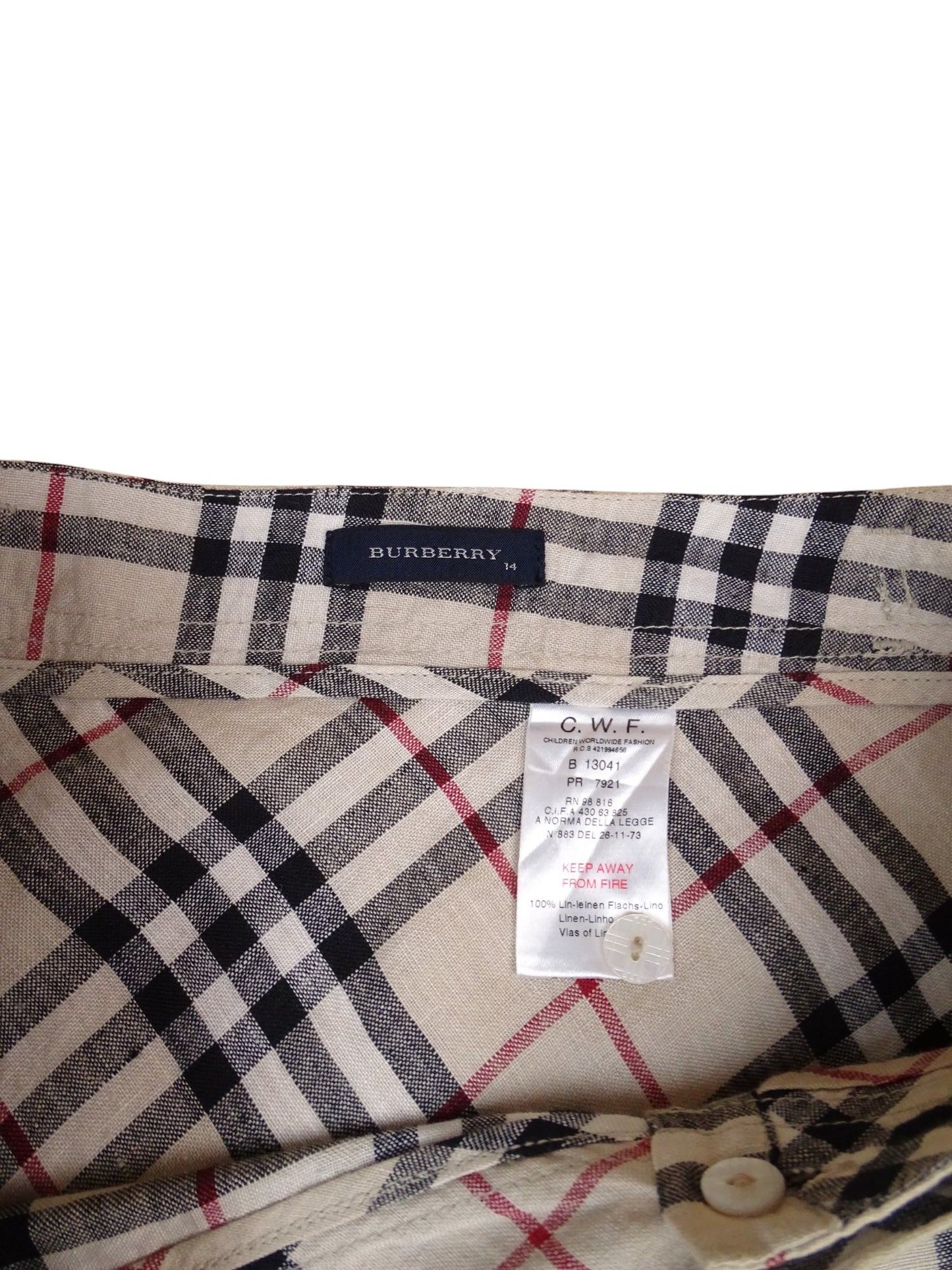 Burberry Jupe En Lin Longue Fendue Novacheck Beige Coton XS Femme