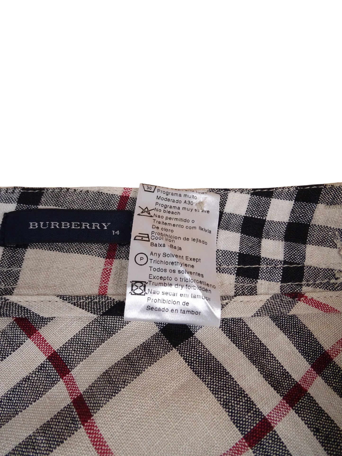 Burberry Jupe En Lin Longue Fendue Novacheck Beige Coton XS Femme