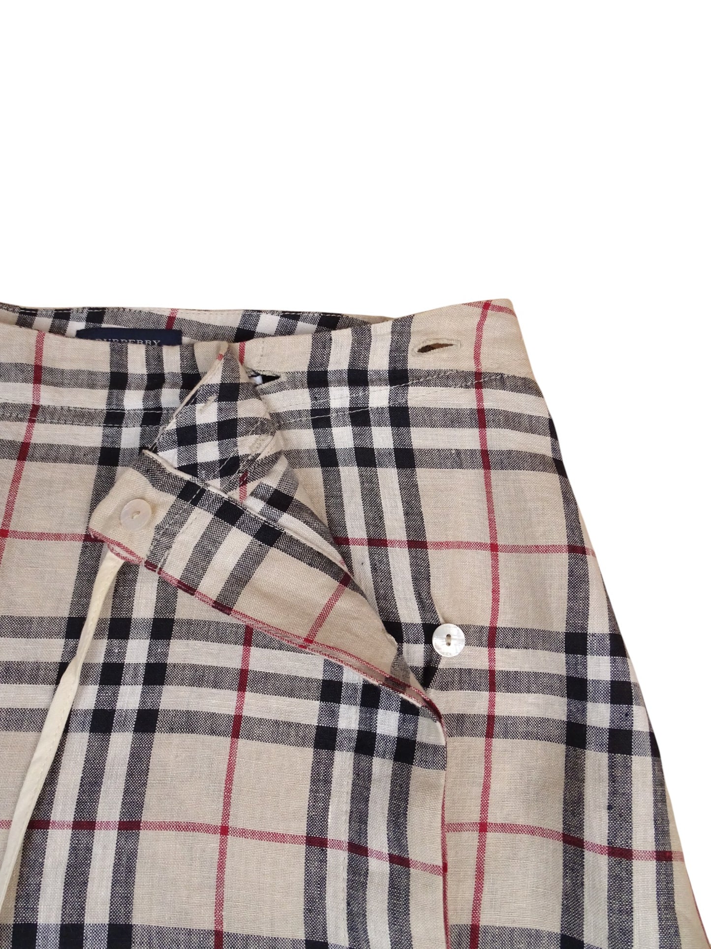 Burberry Jupe En Lin Longue Fendue Novacheck Beige Coton XS Femme