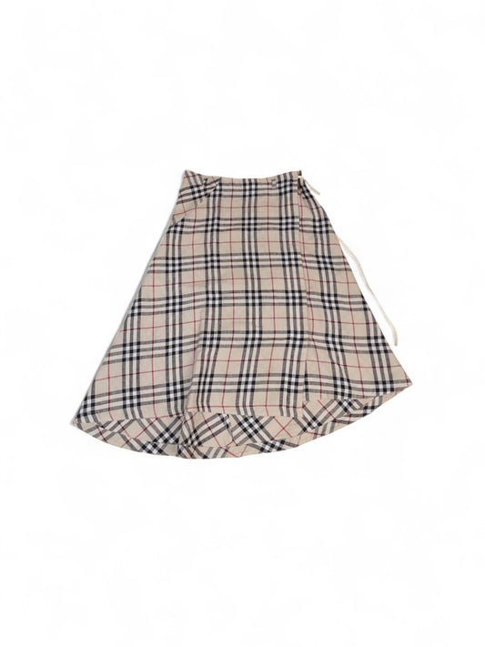 Burberry Jupe En Lin Longue Fendue Novacheck Beige Coton XS Femme