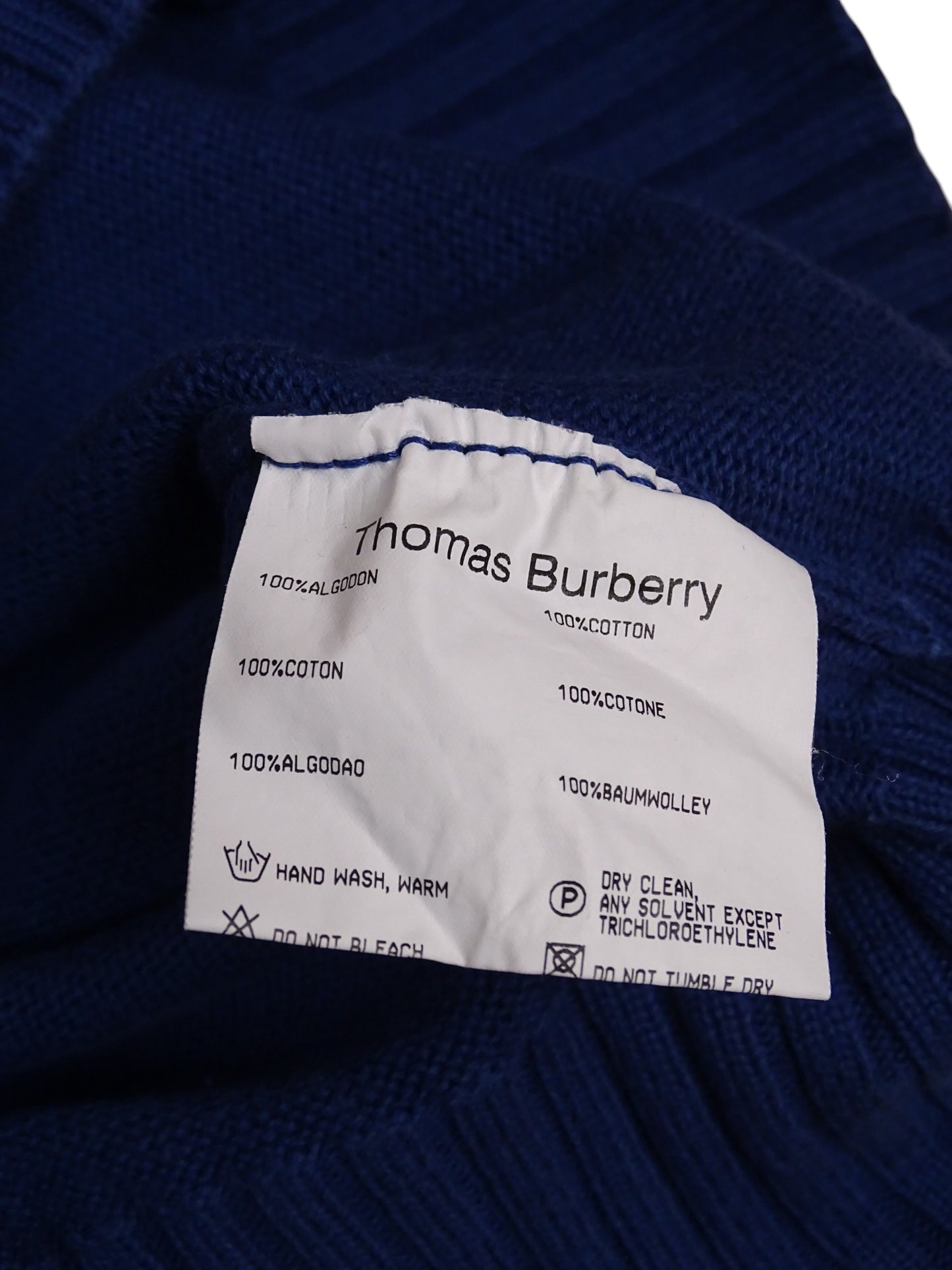Burberry Pull Bleu Coton Rayures M Homme