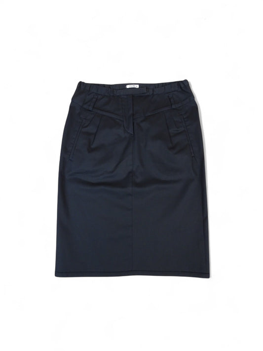 Miu Miu Jupe Tailleur Mi Genoux Noire Coton S / 36 Femme