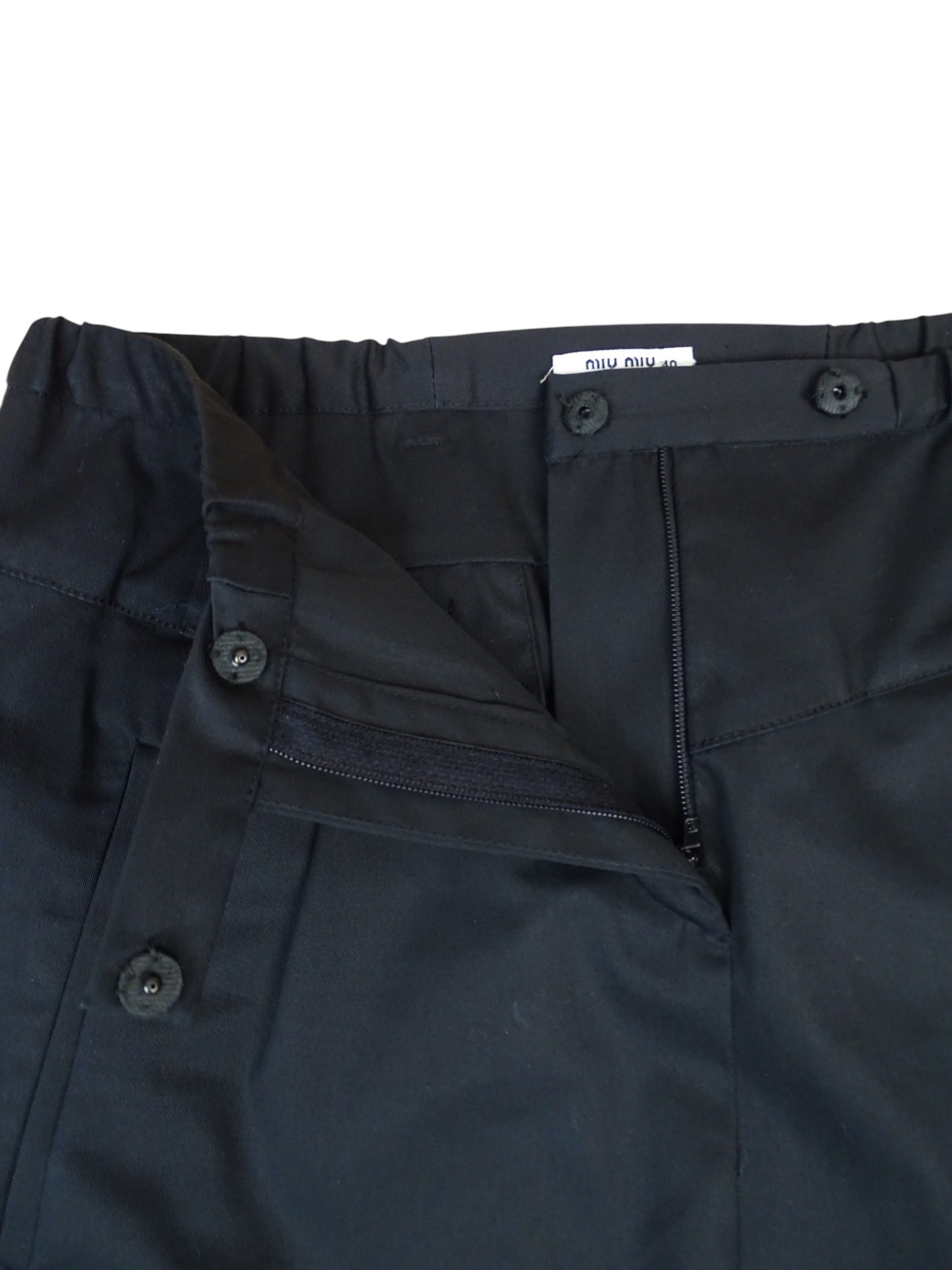 Miu Miu Jupe Tailleur Mi Genoux Noire Coton S / 36 Femme