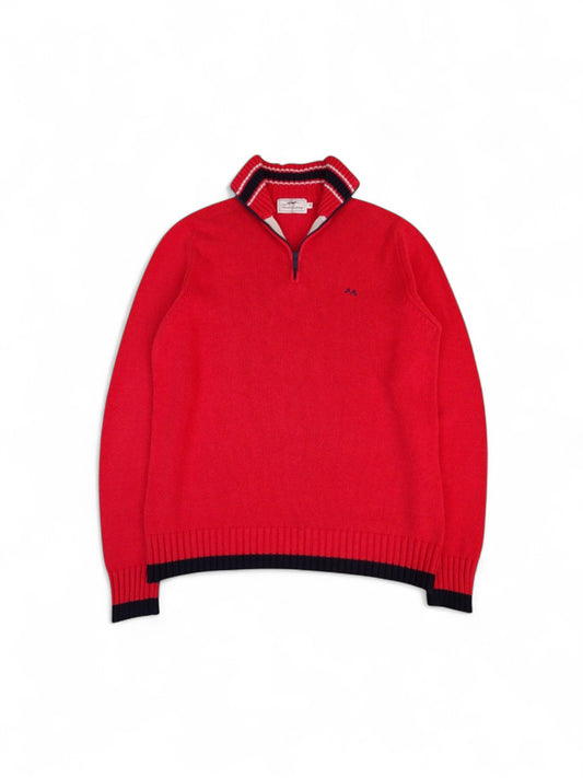 Burberry Pull Demi-Zip Rouge M Homme