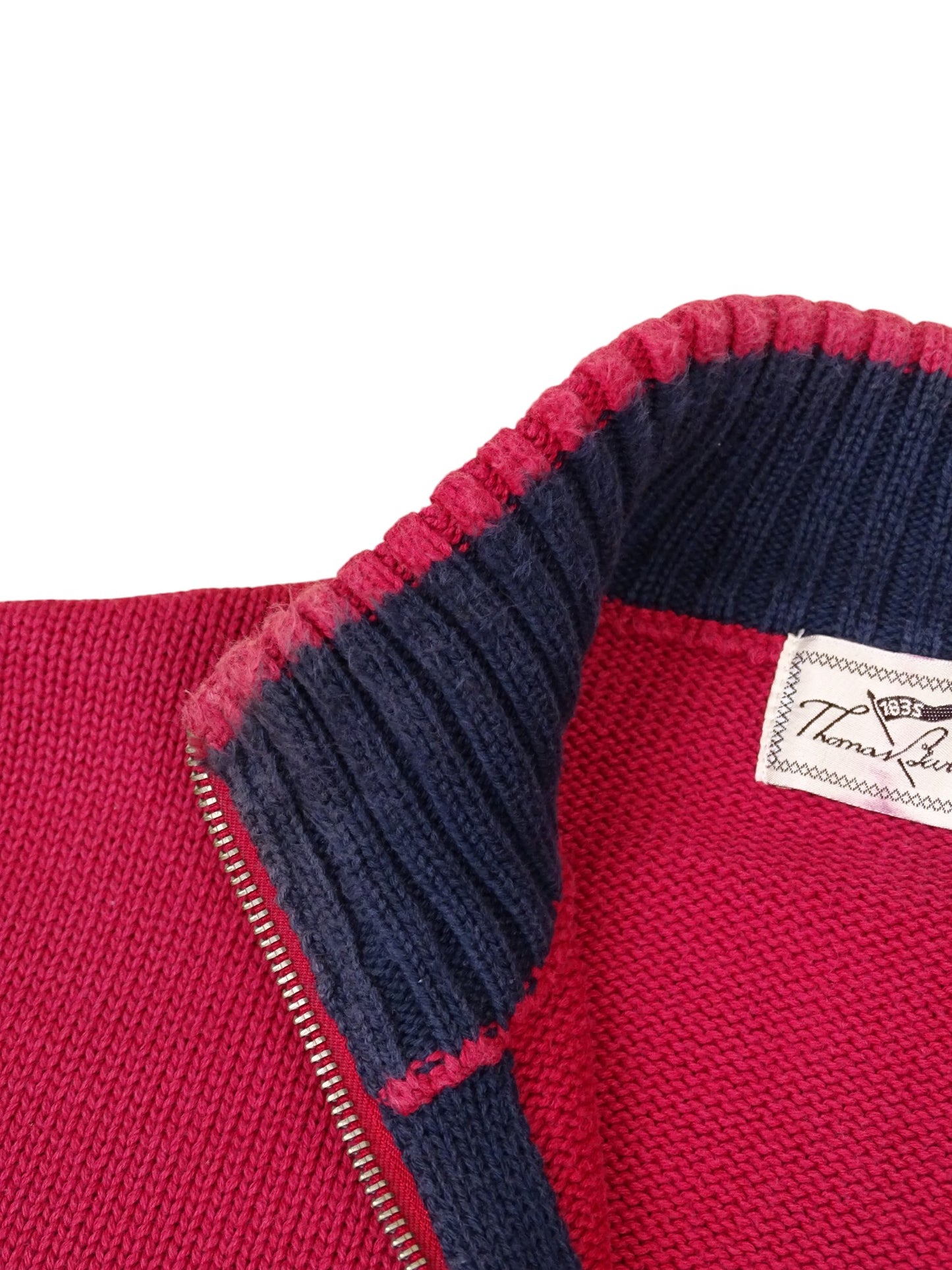 Burberry Pull Zippé Rouge Marine M Homme