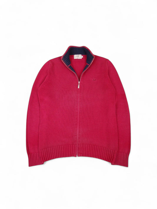 Burberry Pull Zippé Rouge Marine M Homme