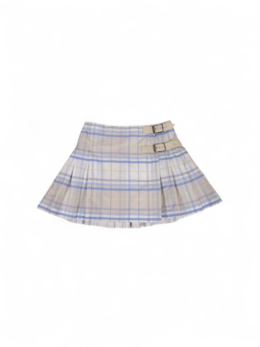 Burberry Jupe Carreaux Bleu Clair Jaune XXS Femme