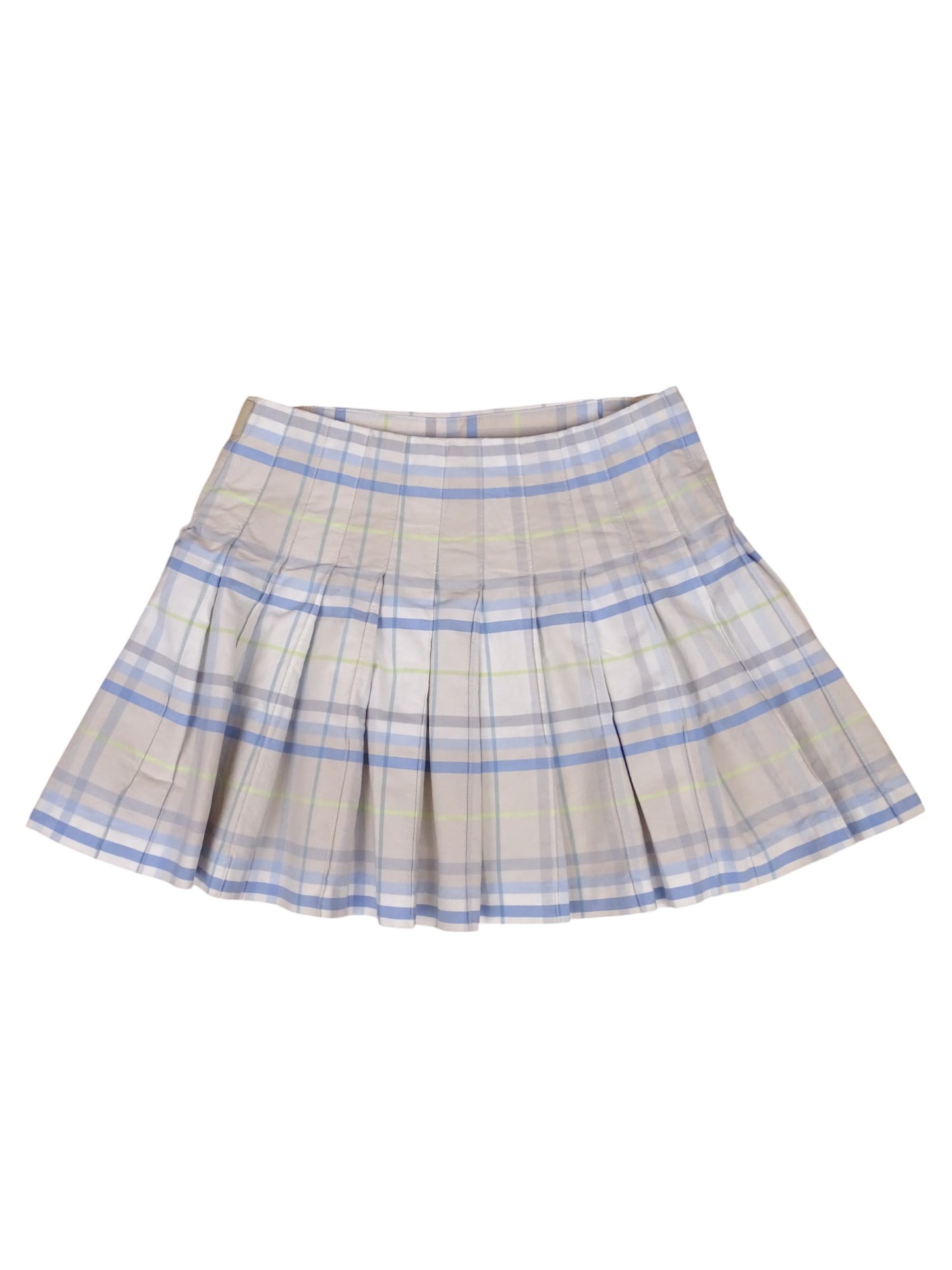 Burberry Jupe Carreaux Bleu Clair Jaune XXS Femme