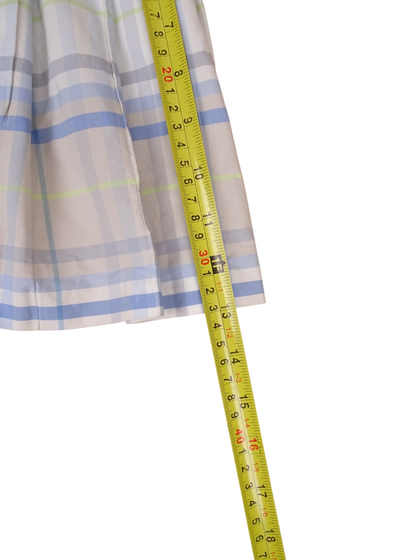 Burberry Jupe Carreaux Bleu Clair Jaune XXS Femme