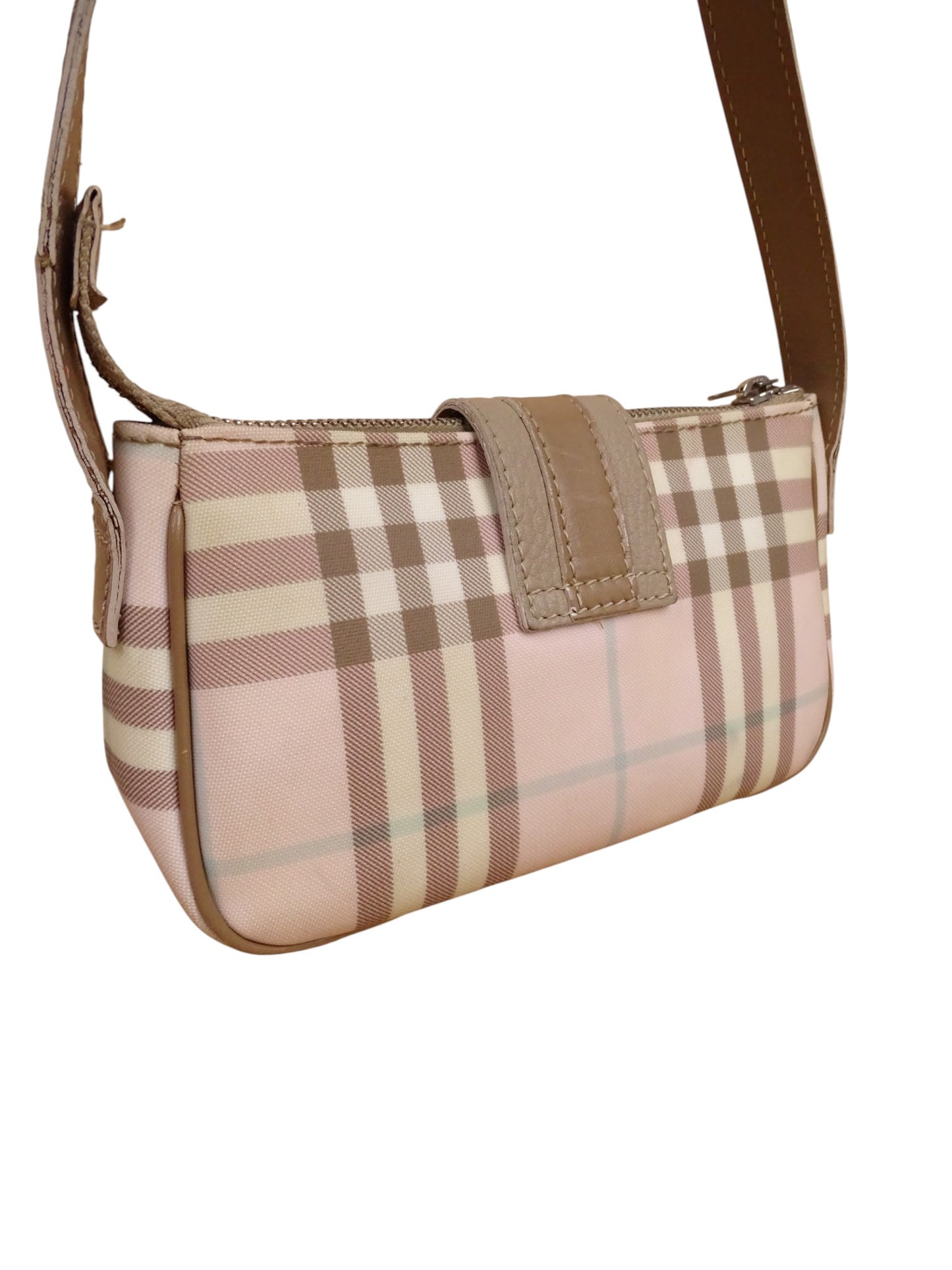Burberry Sac Baguette En Toile Tartan Rose Mini Épaule / Bandoulière