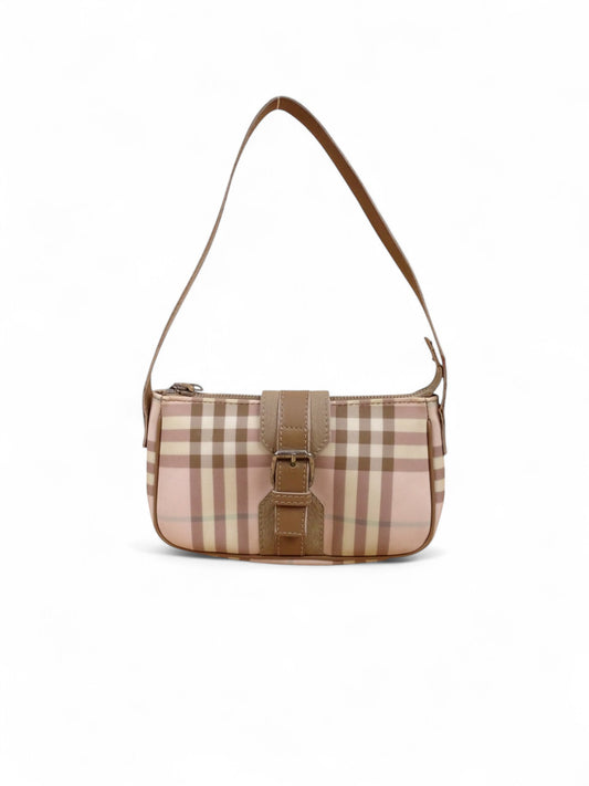 Burberry Sac Baguette En Toile Tartan Rose Mini Épaule / Bandoulière