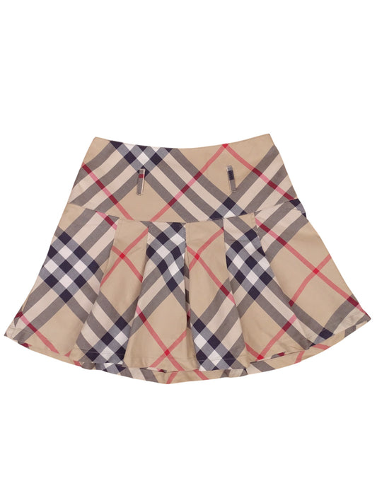 Jupe Burberry Mini Plisée À Carreaux Beige XS Femme